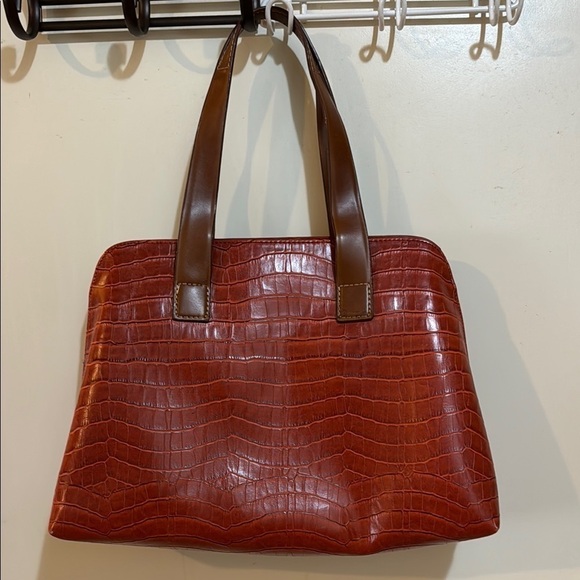 Jones New York Faux Crocodile Terracotta Shoulder Bag with brown straps! - Picture 1 of 13